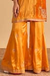 Buy_Sheetal Batra_Orange Velvet, Silk, Tissue Embroidery, Pearls, Nooren Kurta Palazzo Set _Online_at_Aza_Fashions