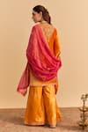 Shop_Sheetal Batra_Orange Velvet, Silk, Tissue Embroidery, Pearls, Nooren Kurta Palazzo Set _at_Aza_Fashions
