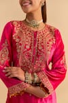 Sheetal Batra_Pink Velvet, Silk, Organza Embroidery, Metallic Thread, Aroob Kurta Sharara Set _at_Aza_Fashions