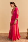 Buy_Sheetal Batra_Pink Velvet, Silk, Organza Embroidery, Metallic Thread, Aroob Kurta Sharara Set 
