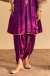 Sheetal Batra_Purple Velvet, Silk Embroidery, Pearls, Eira Choga Kurta With Dhoti Pant _Online_at_Aza_Fashions