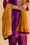 Buy_Sheetal Batra_Purple Velvet, Silk, Tissue Pearls, Eira Choga Kurta Tulip Dhoti Pant Set _Online_at_Aza_Fashions