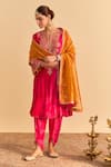 Shop_Sheetal Batra_Pink Velvet, Silk Embroidery, Sequins, Eira Choga Kurta With Tulip Dhoti Pant _Online_at_Aza_Fashions