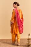 Shop_Sheetal Batra_Orange Velvet, Silk Embroidery, Pearls, Gota Patti Fareeha Kurta With Salwar _at_Aza_Fashions