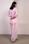 Shop_Style Junkiie_Pink Viscose Mirrors, Tassels, Embroidery Round Neck, Petal Chikankari Tunic _at_Aza_Fashions