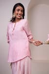 Buy_Style Junkiie_Pink Viscose Mirrors, Tassels, Embroidery Round Neck, Petal Chikankari Tunic _Online_at_Aza_Fashions