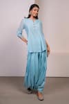 Style Junkiie_Blue Chanderi, Muslin Sequins, Beads, Tassels Embroidered Kurta And Salwar Set _Online_at_Aza_Fashions