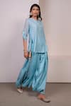 Buy_Style Junkiie_Blue Chanderi, Muslin Sequins, Beads, Tassels Embroidered Kurta And Salwar Set _Online_at_Aza_Fashions