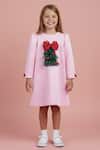 Buy_Toplove_Pink Neoprene Bows, Applique Christmas Tree Dress _at_Aza_Fashions