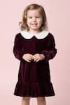 Toplove_Burgundy Velvet Pearls, Embroidery Embellished Dress _Online_at_Aza_Fashions