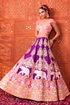 Shop_Rajbinder Chahal_Purple Dupion, Silk Embroidery, Mirrors, Applique, Elephant Lehenga Blouse Set _at_Aza_Fashions