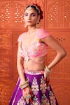 Shop_Rajbinder Chahal_Purple Dupion, Silk Embroidery, Mirrors, Applique, Elephant Lehenga Blouse Set _Online_at_Aza_Fashions