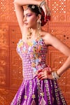 Buy_Rajbinder Chahal_Purple Dupion, Silk Embroidery, Mirrors, Zari, Applique And Lehenga Set _Online_at_Aza_Fashions