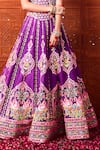 Shop_Rajbinder Chahal_Purple Dupion, Silk Embroidery, Mirrors, Zari, Applique And Lehenga Set _Online_at_Aza_Fashions