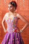 Rajbinder Chahal_Purple Dupion, Silk Embroidery, Mirrors, Zari, Applique And Lehenga Set _at_Aza_Fashions