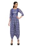 Buy_Soup By Sougat Paul_Blue Cold Shoulder Dhoti Jumpsuit _at_Aza_Fashions