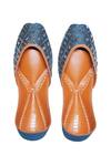 Buy_Kurrbat_Blue Neelam Hand Embroidered Mirror Work Juttis _at_Aza_Fashions