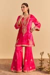 Buy_Sheetal Batra_Pink Velvet, Silk, Tissue Pearls, Sequins, Gota Patti, Nooren Kurta Palazzo Set 