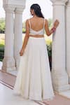 Shop_Geroo Jaipur_Off White Chiffon, Crepe, Organza Sequins Scoop Neck Mukaish Work Lehenga Set _at_Aza_Fashions