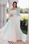 Geroo Jaipur_Off White Chiffon, Crepe, Kota Doria Floral Embroidered Dupatta And Lehenga Set _at_Aza_Fashions