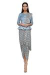 Buy_Soup By Sougat Paul_Blue Cotton Silk Round Printed Saree Dress With Attached Drape _at_Aza_Fashions