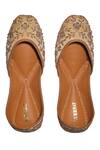 Buy_Kurrbat_Gold Ruhi Floral Hand Embroidered Jutti _at_Aza_Fashions