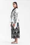 AK-OK_White Cotton Applique, Sequins, Beads V-neck Wrap Jacket With Skirt _Online_at_Aza_Fashions