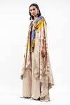 Buy_AK-OK_Ivory Silk V-, Sweetheart Printed Cape With Bra Top And Trouser _Online_at_Aza_Fashions