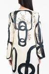 AK-OK Ivory Viscose Sequins V-neck Abstract Print Kurta And Flared Trouser Online AK-OK_Ivory Viscose Sequins V-neck Abstract Print Kurta And Flared Trouser _Online