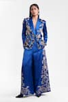 AK-OK_Blue Silk Sequins, Beads, Metallic Thread Embroidered Statement Blazer _Online_at_Aza_Fashions