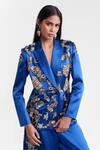 Buy_AK-OK_Blue Silk Sequins, Beads, Metallic Thread Embroidered Statement Blazer _at_Aza_Fashions