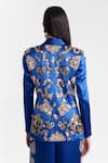 Shop_AK-OK_Blue Silk Sequins, Beads, Metallic Thread Embroidered Statement Blazer _at_Aza_Fashions