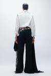 Shop_AK-OK_White Viscose Embroidery, Beads, Metallic Thread, Fringe Shirt And Pant Set _at_Aza_Fashions