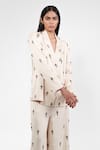 AK-OK Ivory Viscose Embroidery Blazer And Trouser Set at Aza Fashions AK-OK_Ivory Viscose Embroidery Blazer And Trouser Set _at_Aza_Fashions