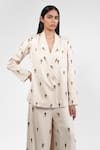 Buy AK-OK Ivory Viscose Embroidery Blazer And Trouser Set Buy_AK-OK_Ivory Viscose Embroidery Blazer And Trouser Set
