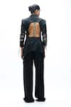 Shop_AK-OK_Black Viscose Chains, Gemstones Jewel Embellished Blazer And Trouser Set _at_Aza_Fashions