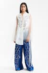 Buy_AK-OK_White Nylon, Cotton Applique, Embroidery, Sequins Work Shirt And Trouser Set _Online_at_Aza_Fashions
