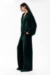 Shop_AK-OK_Green Velvet, Silk Zari, Embroidery V-neck, Tailored Jacket And Trouser Set _Online_at_Aza_Fashions