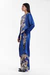 AK-OK_Blue Silk Round Neck Printed Kurta And Trouser Set _Online_at_Aza_Fashions
