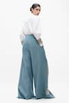 Shop_AK-OK_Blue Denim Mirrors, Patchwork Work Trouser _at_Aza_Fashions