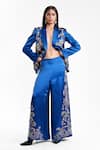 Shop_AK-OK_Blue Silk Sequins, Beads, Metallic Thread Embroidered Trouser _Online_at_Aza_Fashions