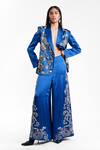 AK-OK_Blue Silk Sequins, Beads, Metallic Thread Embroidered Trouser _at_Aza_Fashions