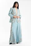 Buy_AK-OK_Blue Denim Sequins, Stones Embroidered Trouser _at_Aza_Fashions