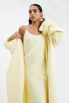 Deme By Gabriella_Yellow Open Neck Joanna Oversized Jacket _at_Aza_Fashions