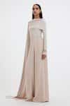 Buy_Deme By Gabriella_Off White Cowl Neck Cobbie Draped Top And Flared Pant Co-ord Set _Online_at_Aza_Fashions