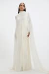 Buy_Deme By Gabriella_Off White Chiffon High Neck Stacie Draped Gown _at_Aza_Fashions