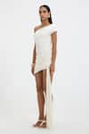 Buy_Deme By Gabriella_Off White Satin One Shoulder, Millie Asymmetric Dress _Online_at_Aza_Fashions