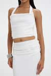 Buy_Deme By Gabriella_White Halter Neck Frances Top _Online_at_Aza_Fashions