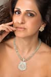 Buy_Joules By Radhika_Green Beads, Stones, Pearls Pendant Necklace Set _at_Aza_Fashions