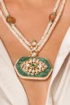 Joules By Radhika_Gold Plated Beads, Pearls, Stones Layered Pendant Necklace Set _Online_at_Aza_Fashions